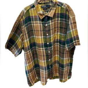 Vtg Polo Ralph Lauren Shirt Mens 2xl Caldwell multicolor Linen button down